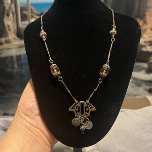#913|Sweet Romance Vintage Elegant, Necklace with rhinestone, rose beads